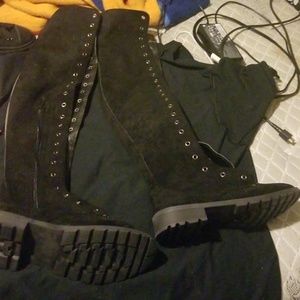 Over the knee black boots